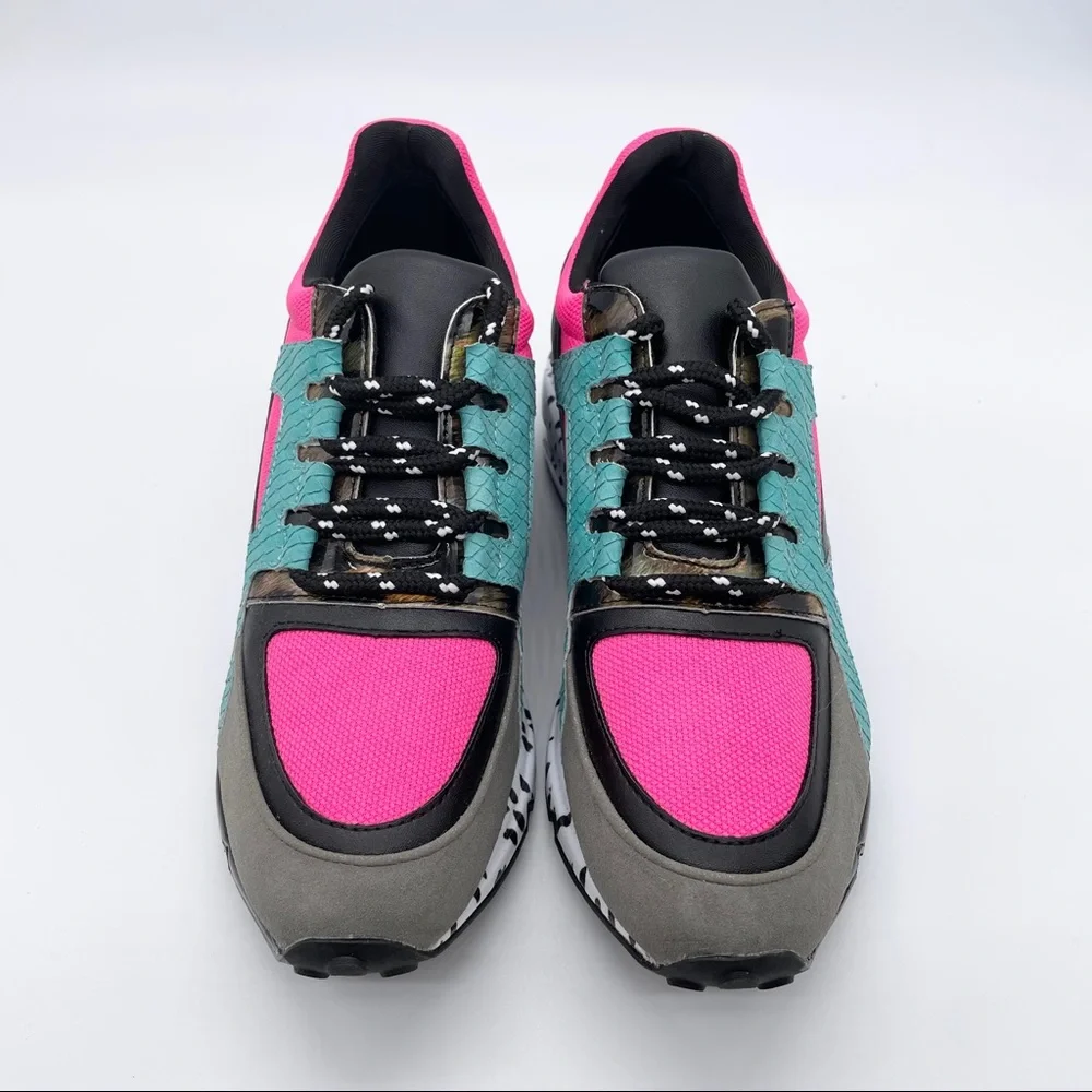 Steve Maddens Cliff Bright Multicolored Pink Blue Gray Sneakers - Picture 4 of 9